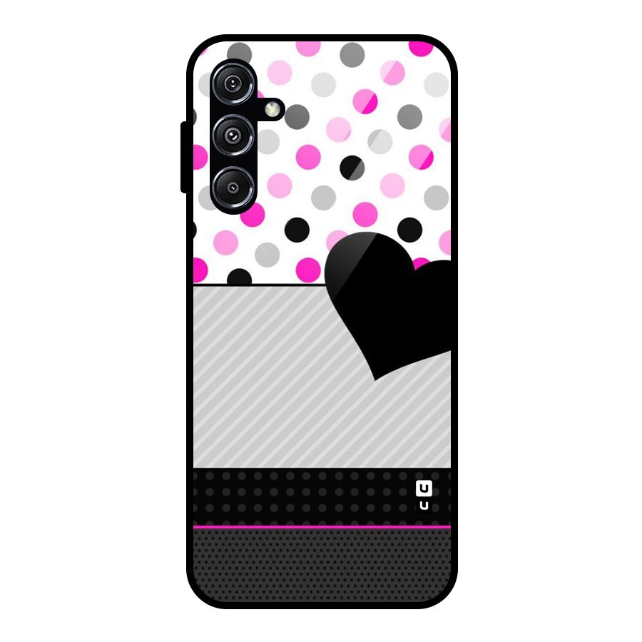 Heart Polka Stripes Glass Back Case for Galaxy M34 5G