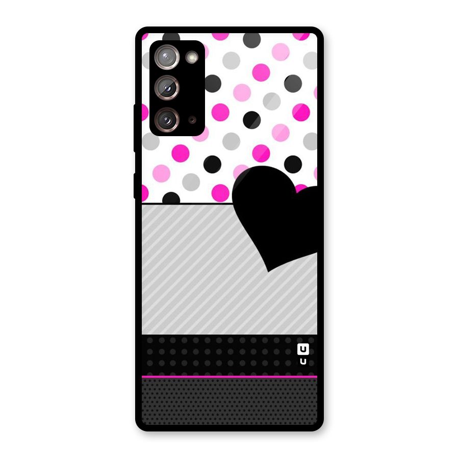 Heart Polka Stripes Glass Back Case for Galaxy Note 20