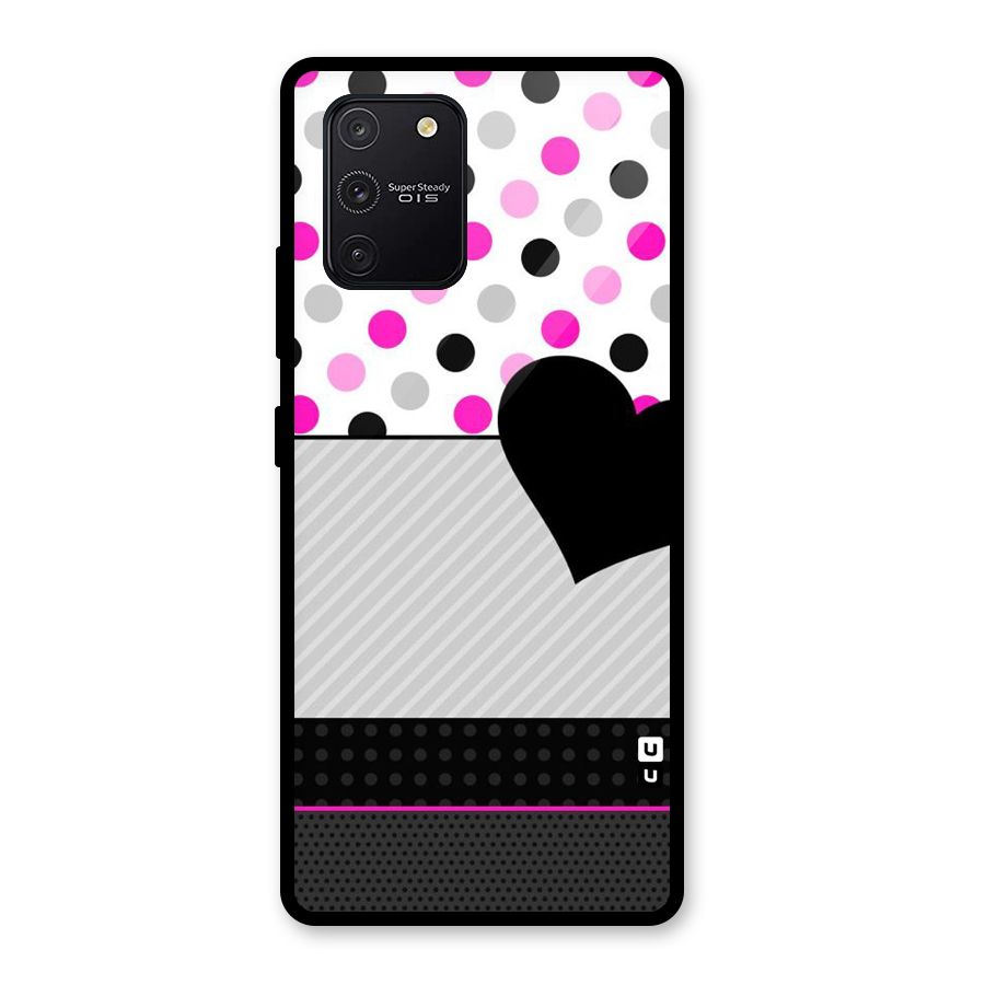 Heart Polka Stripes Glass Back Case for Galaxy S10 Lite