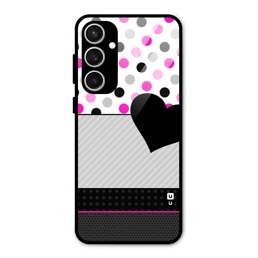 Heart Polka Stripes Glass Back Case for Galaxy S23 FE