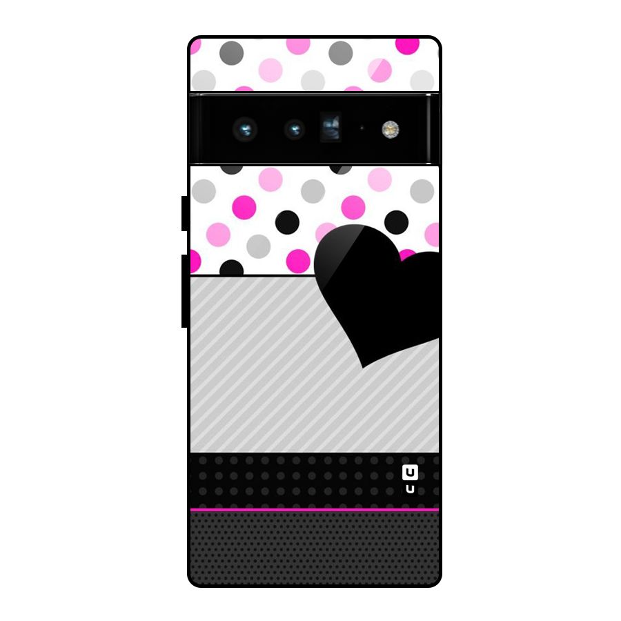 Heart Polka Stripes Glass Back Case for Google Pixel 6 Pro