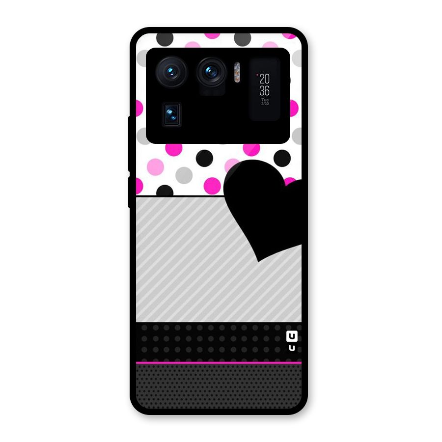 Heart Polka Stripes Glass Back Case for Mi 11 Ultra