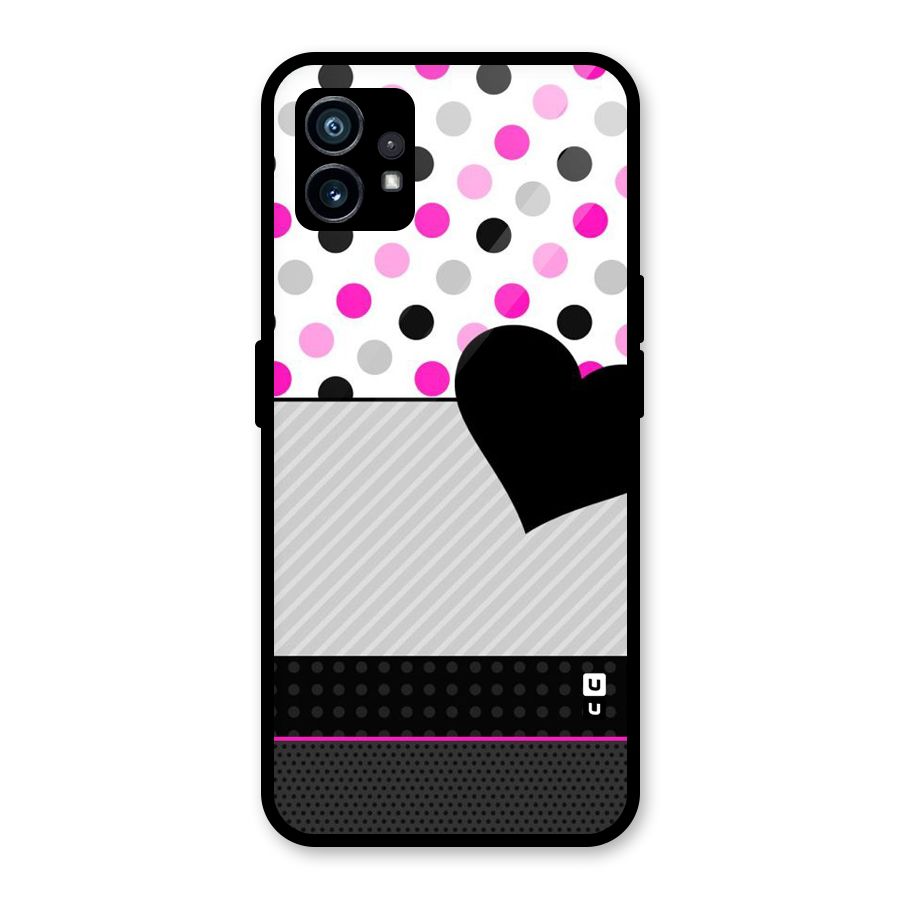 Heart Polka Stripes Glass Back Case for Nothing Phone 1