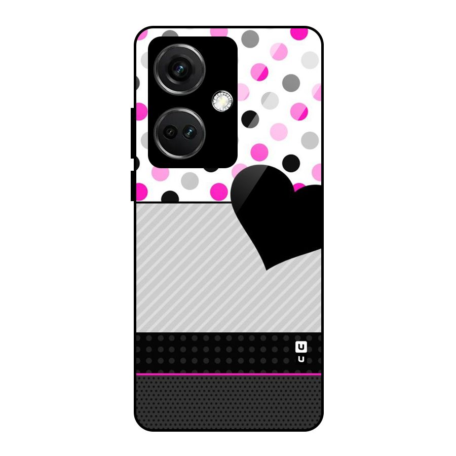 Heart Polka Stripes Glass Back Case for OnePlus Nord CE 3 5G