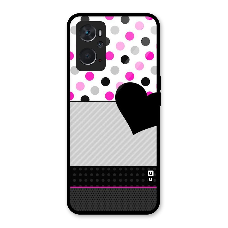 Heart Polka Stripes Glass Back Case for Oppo K10 4G