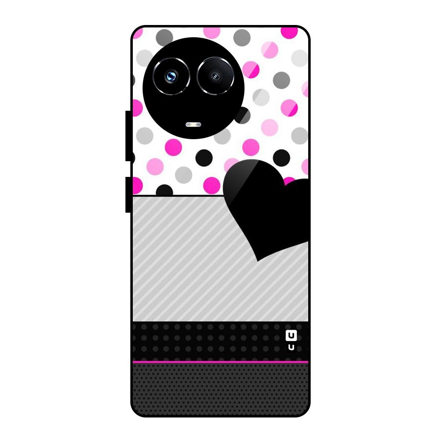 Heart Polka Stripes Glass Back Case for Realme 11X