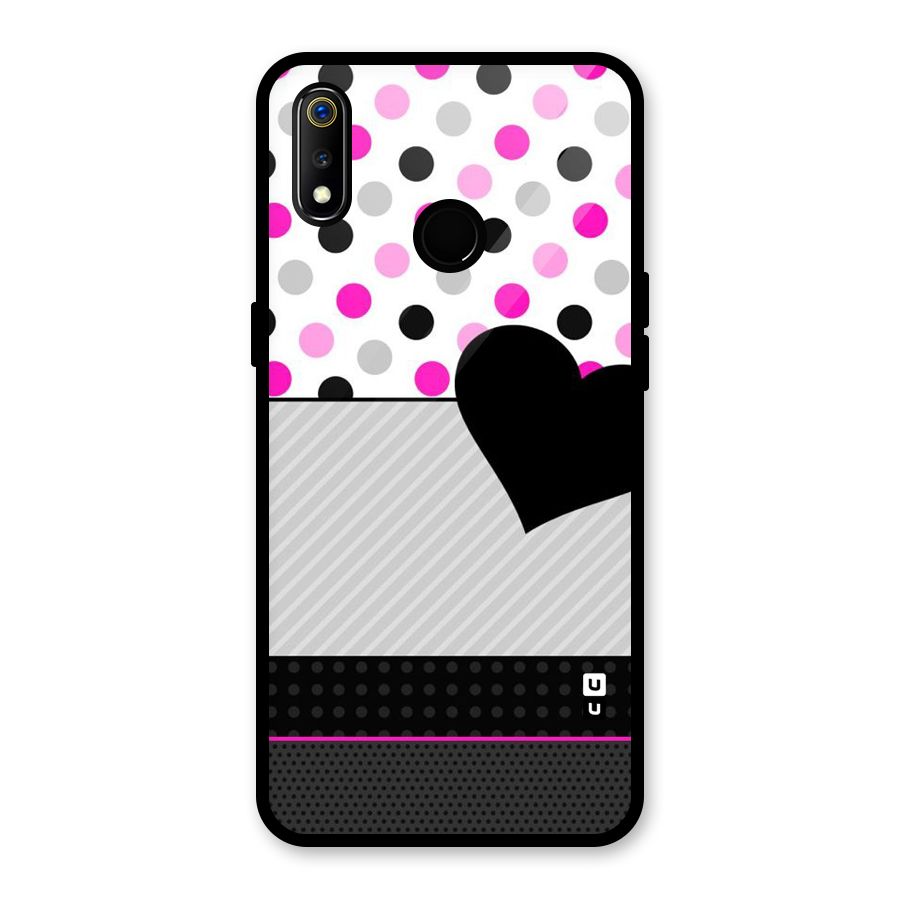 Heart Polka Stripes Glass Back Case for Realme 3