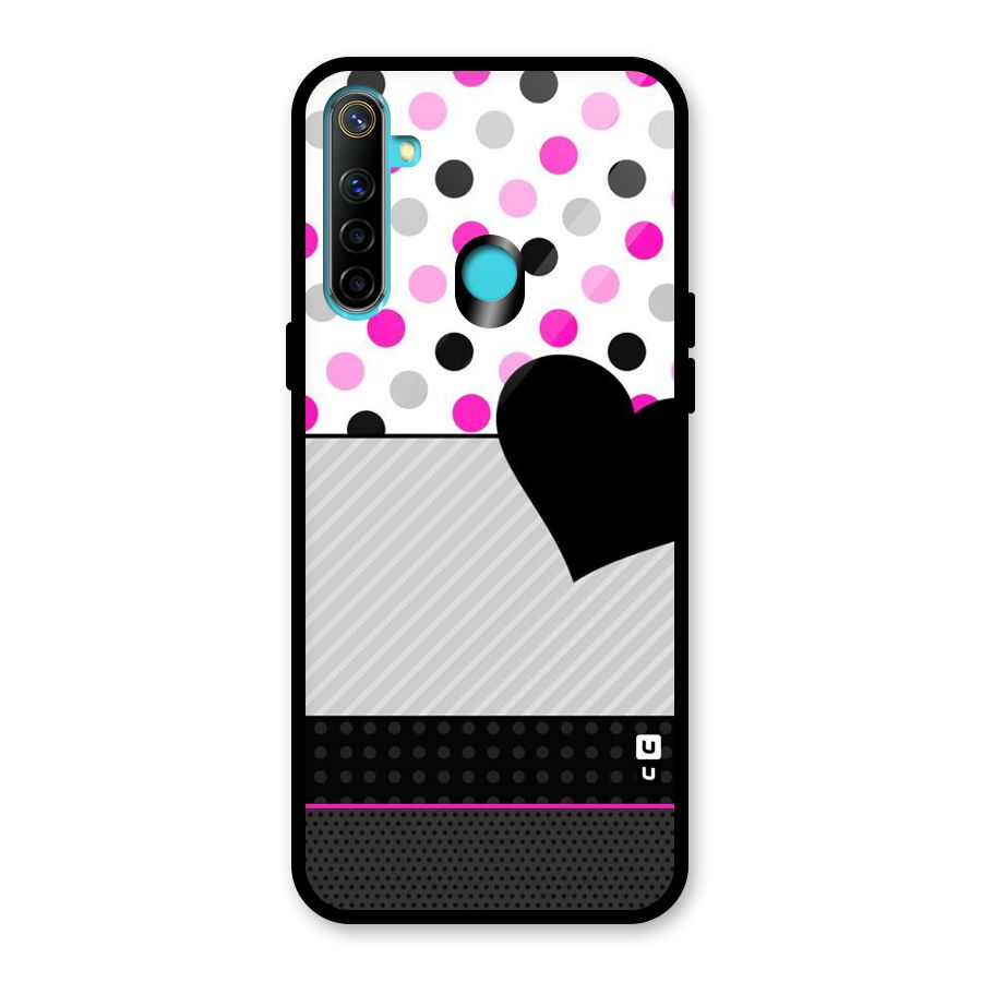 Heart Polka Stripes Glass Back Case for Realme 5