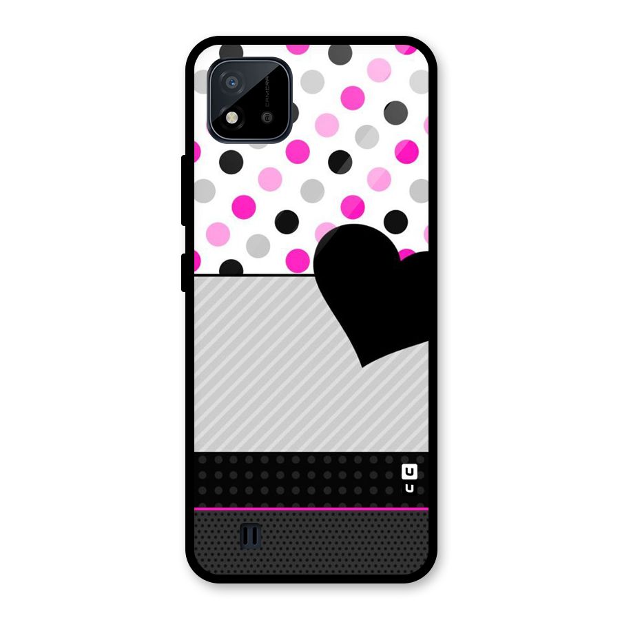 Heart Polka Stripes Glass Back Case for Realme C11 2021