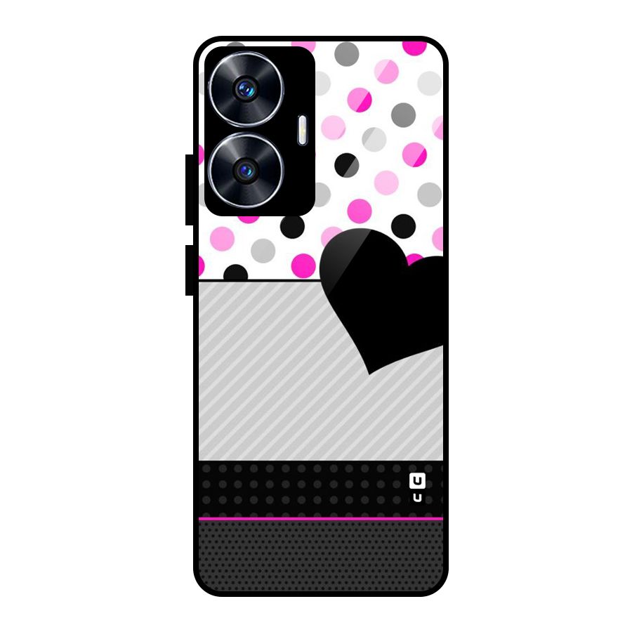 Heart Polka Stripes Glass Back Case for Realme Narzo N55