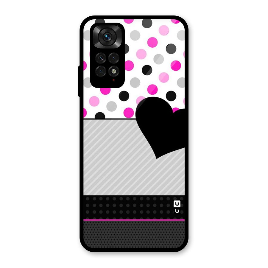 Heart Polka Stripes Glass Back Case for Redmi Note 11S