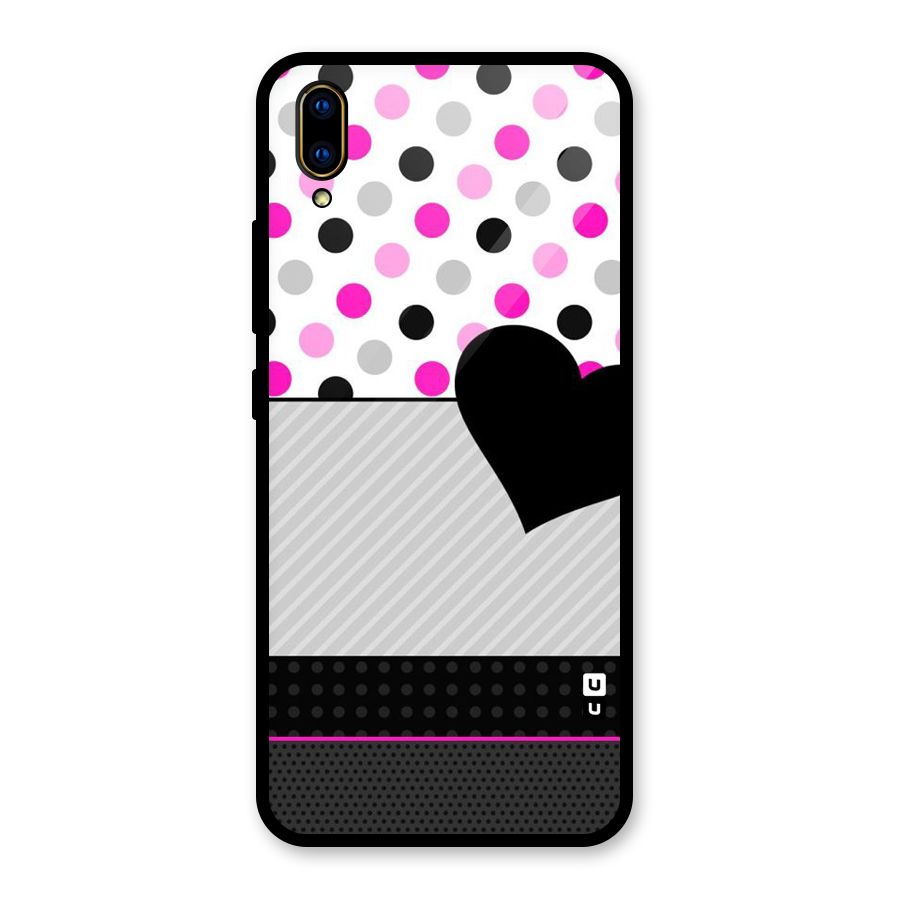 Heart Polka Stripes Glass Back Case for Vivo V11 Pro