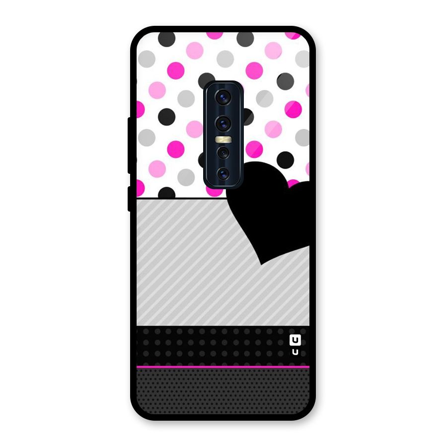 Heart Polka Stripes Glass Back Case for Vivo V17 Pro