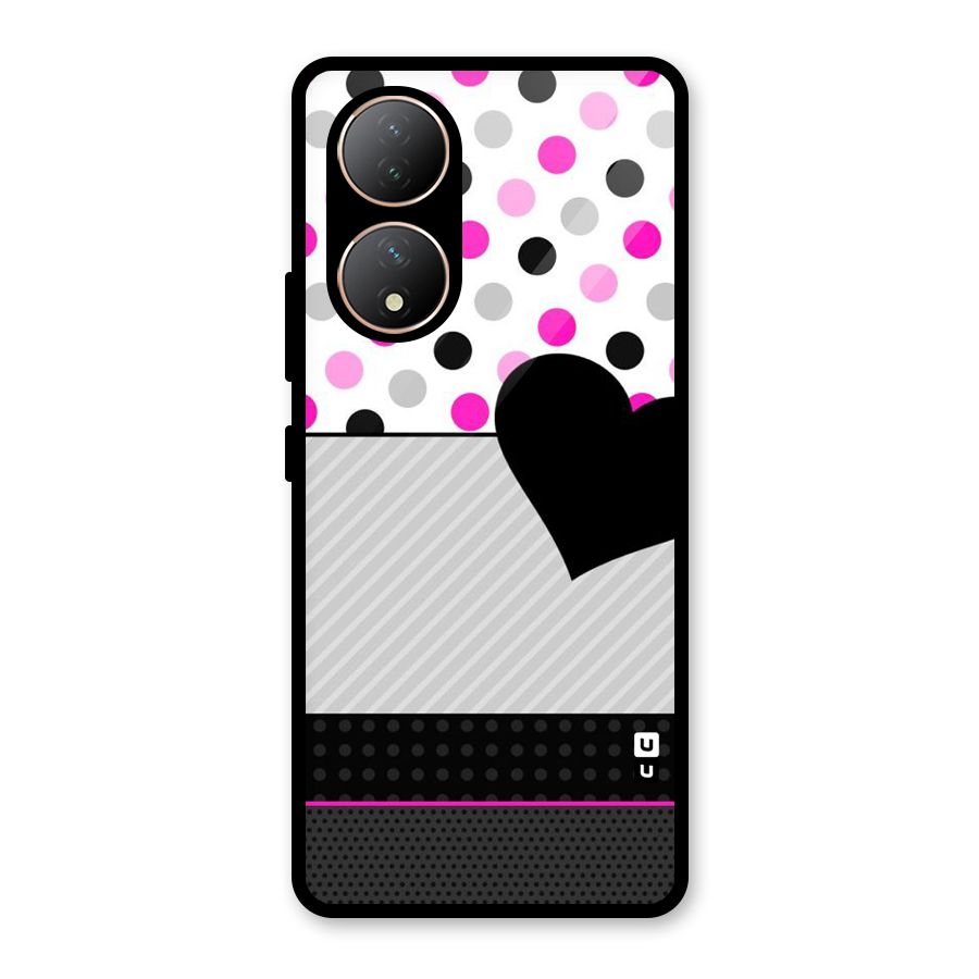 Heart Polka Stripes Glass Back Case for Vivo Y100A
