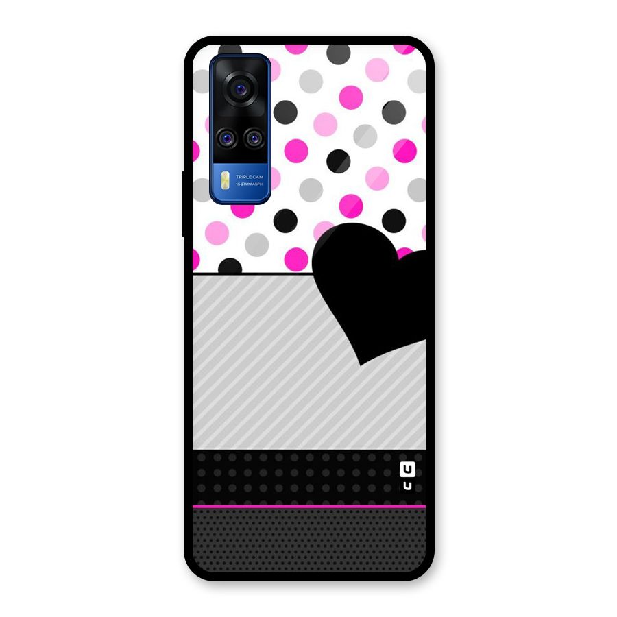 Heart Polka Stripes Glass Back Case for Vivo Y31