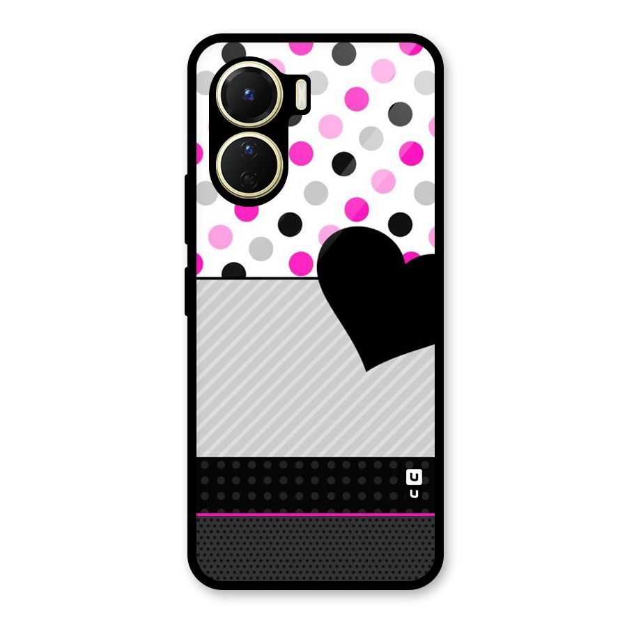 Heart Polka Stripes Glass Back Case for Vivo Y56