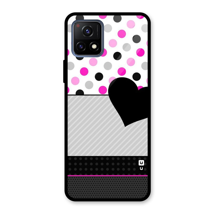 Heart Polka Stripes Glass Back Case for Vivo Y72 5G