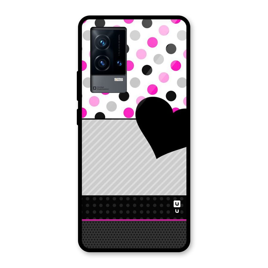Heart Polka Stripes Glass Back Case for iQOO 9 5G