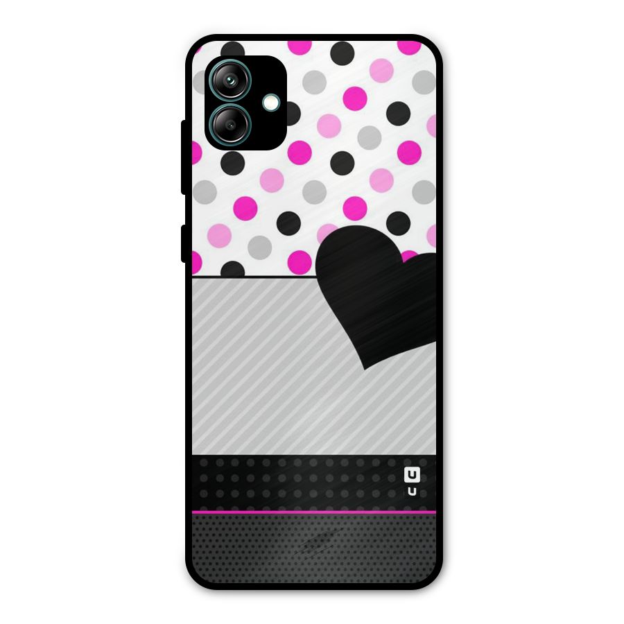 Heart Polka Stripes Metal Back Case for Galaxy A04