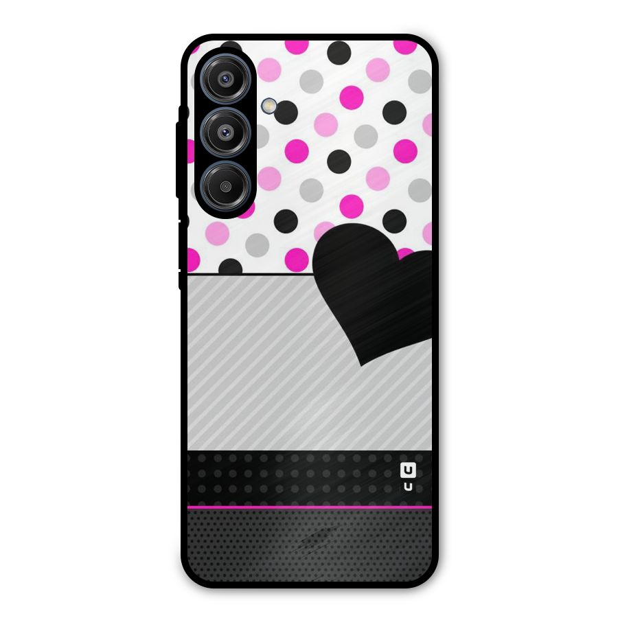 Heart Polka Stripes Metal Back Case for Galaxy A16 5G