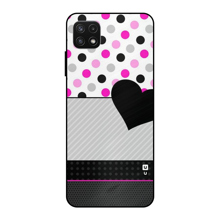 Heart Polka Stripes Metal Back Case for Galaxy A22 5G