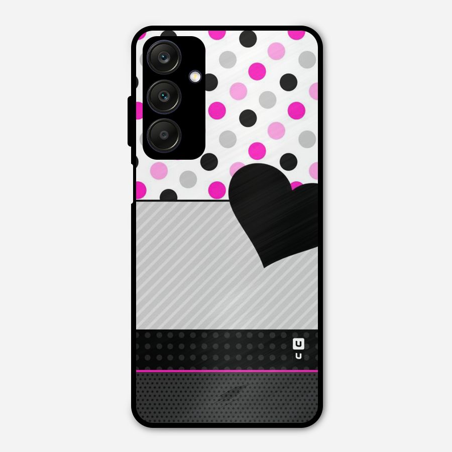 Heart Polka Stripes Metal Back Case for Galaxy A25 5G