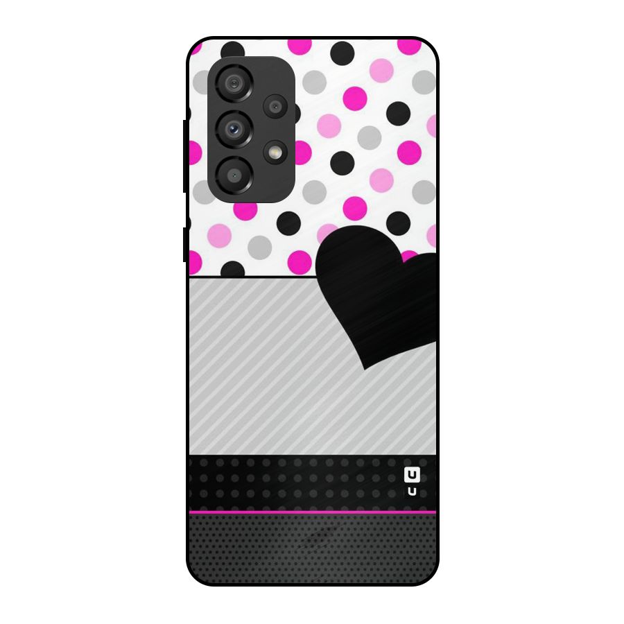 Heart Polka Stripes Metal Back Case for Galaxy A33 5G