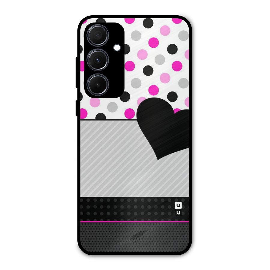 Heart Polka Stripes Metal Back Case for Galaxy A35
