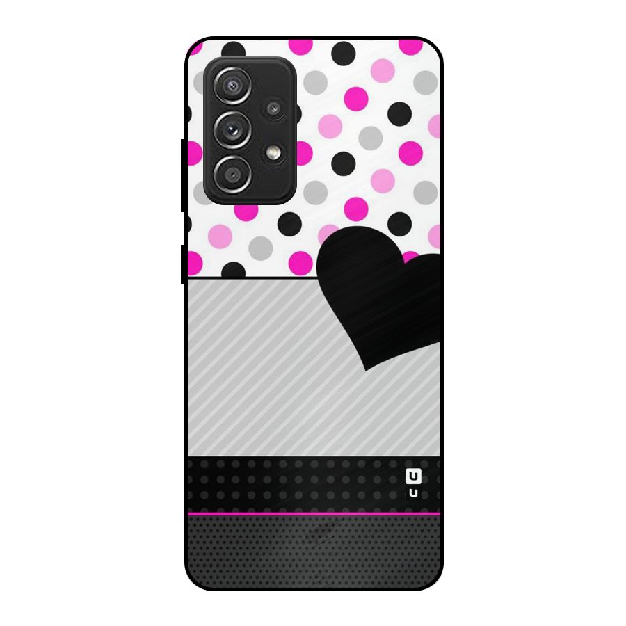 Heart Polka Stripes Metal Back Case for Galaxy A52s 5G