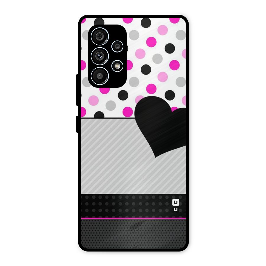 Heart Polka Stripes Metal Back Case for Galaxy A53 5G