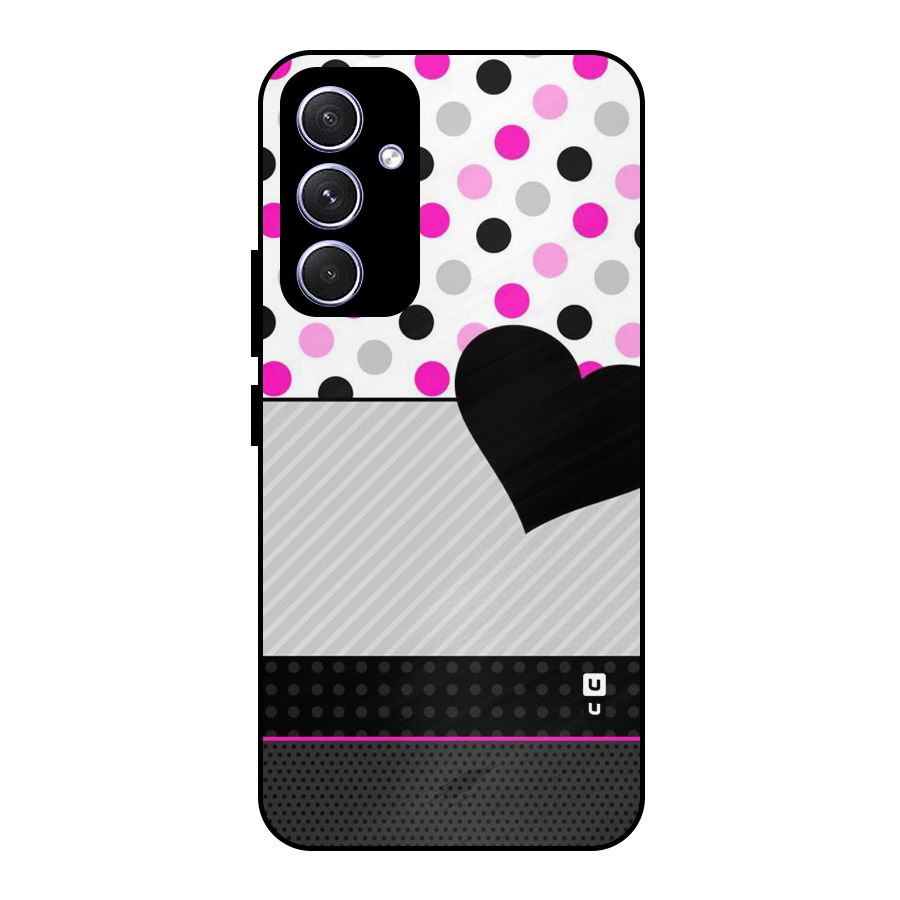 Heart Polka Stripes Metal Back Case for Galaxy A54