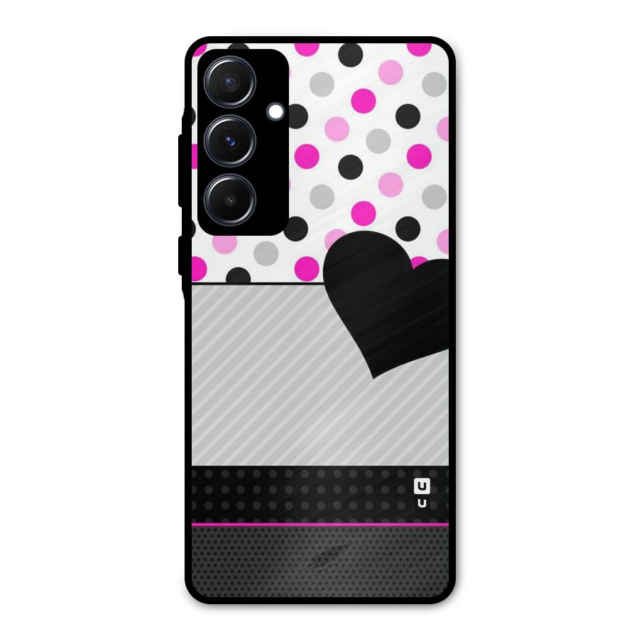 Heart Polka Stripes Metal Back Case for Galaxy A55