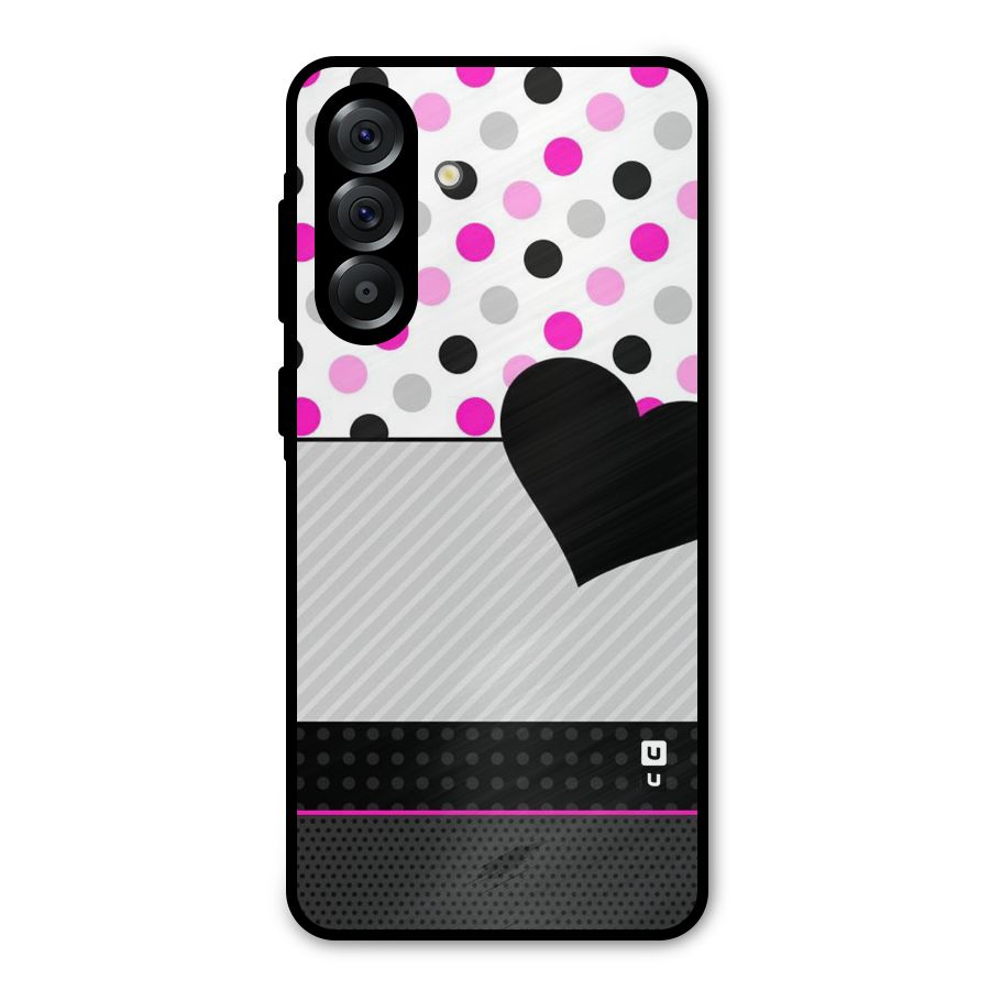 Heart Polka Stripes Metal Back Case for Galaxy A56