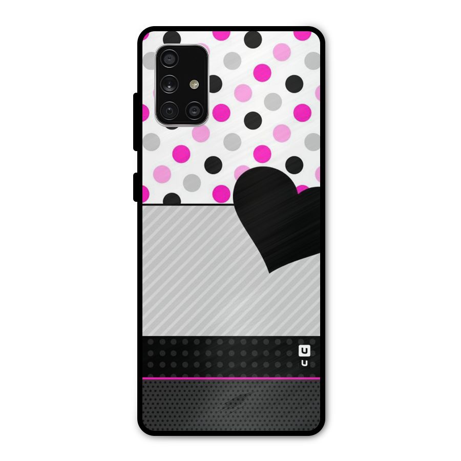 Heart Polka Stripes Metal Back Case for Galaxy A71