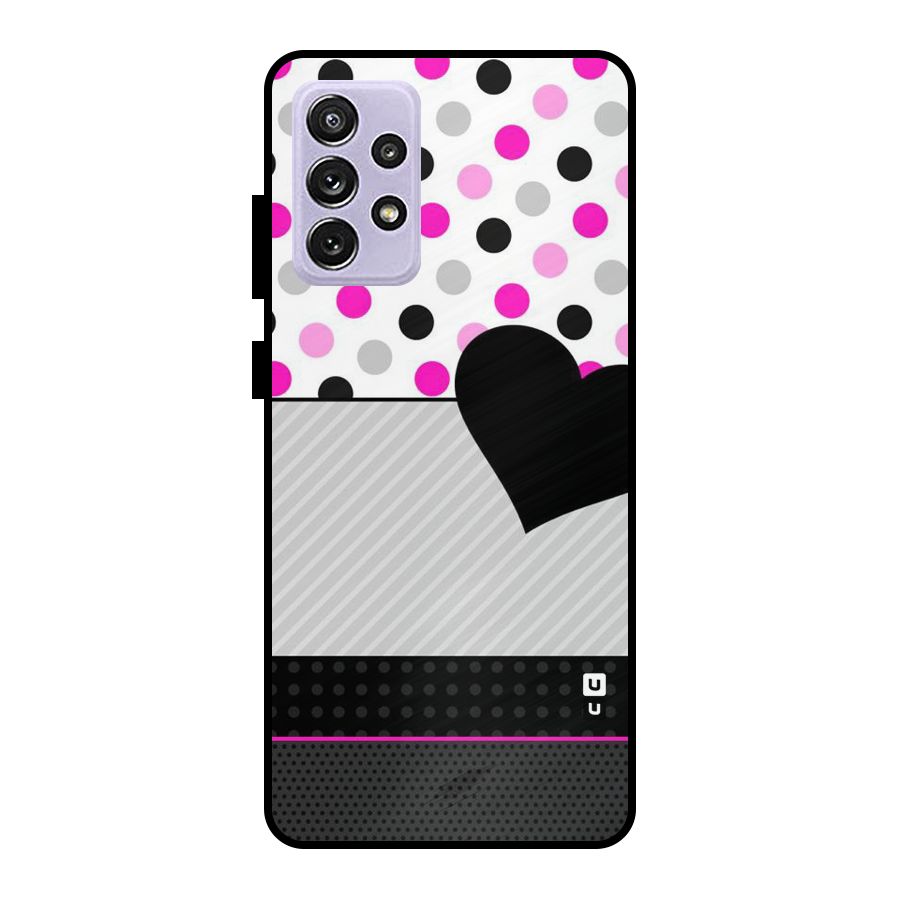Heart Polka Stripes Metal Back Case for Galaxy A72