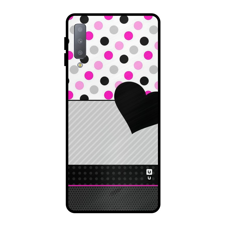 Heart Polka Stripes Metal Back Case for Galaxy A7 (2018)