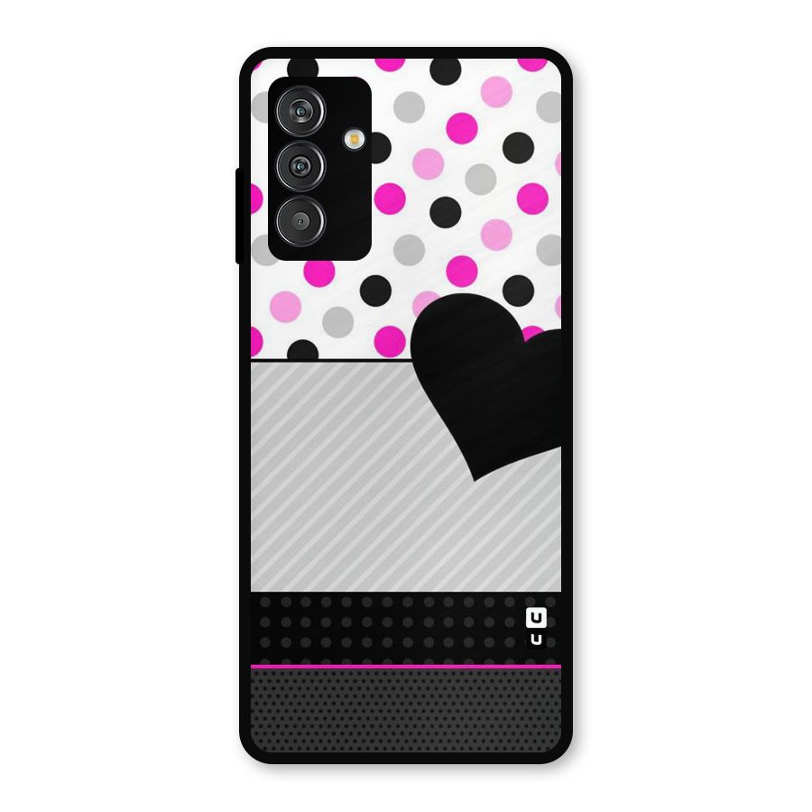 Heart Polka Stripes Metal Back Case for Galaxy F13