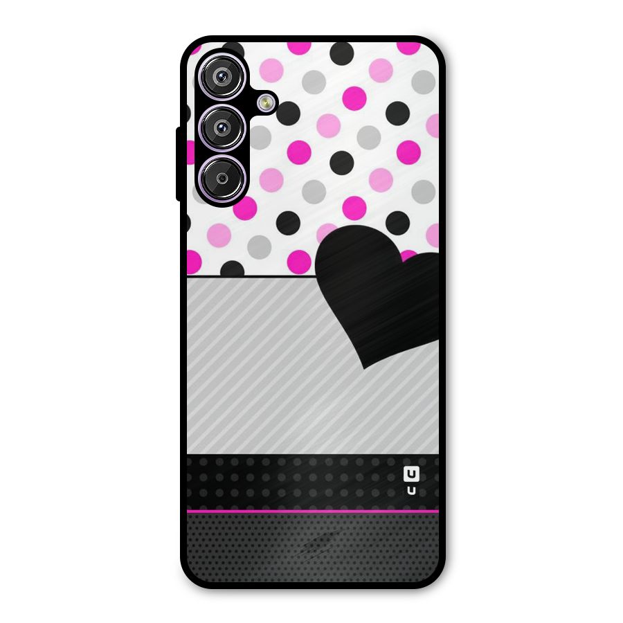 Heart Polka Stripes Metal Back Case for Galaxy F15