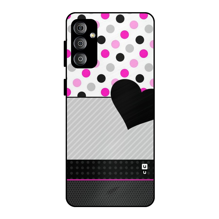 Heart Polka Stripes Metal Back Case for Galaxy F23