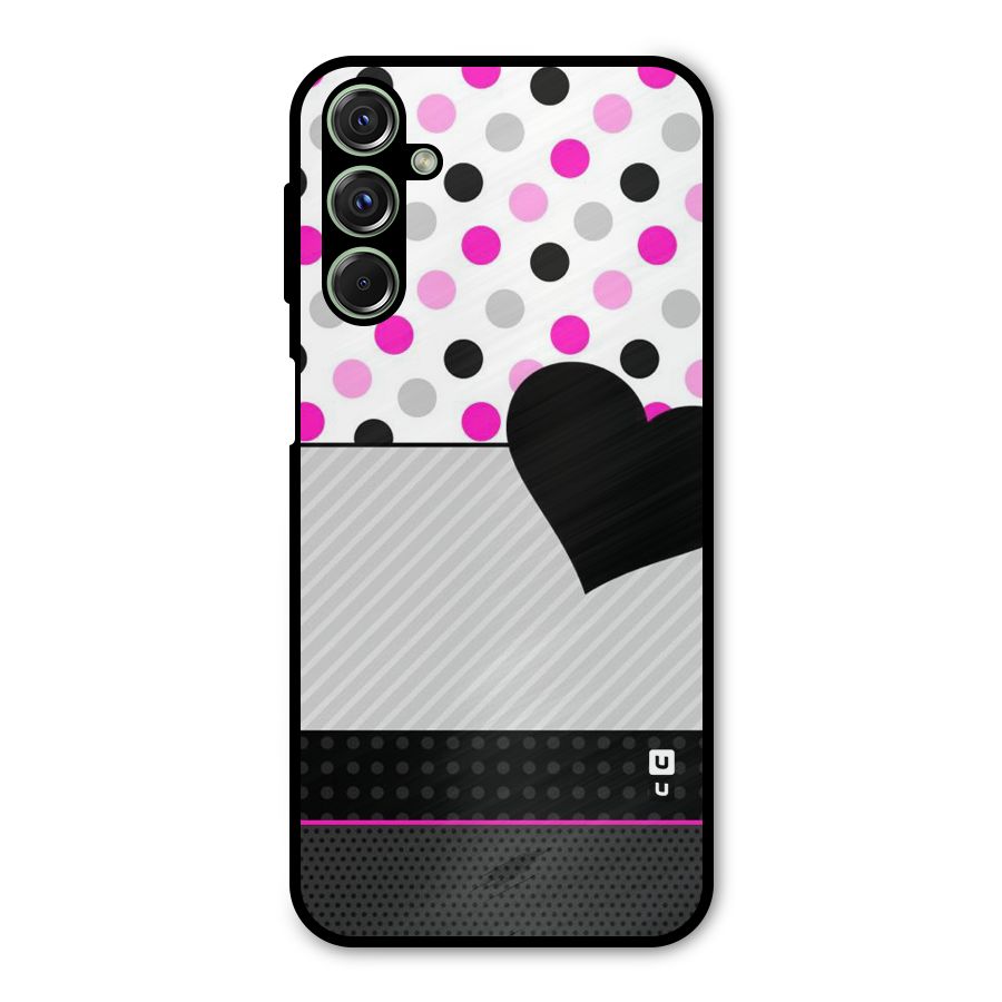 Heart Polka Stripes Metal Back Case for Galaxy F34