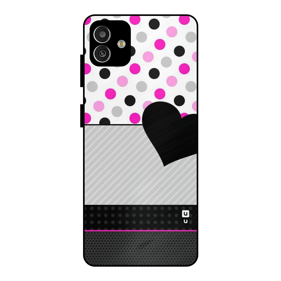 Heart Polka Stripes Metal Back Case for Galaxy M13 5G