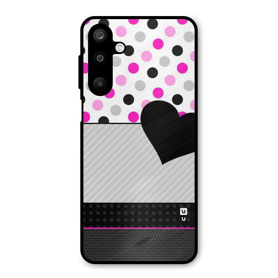 Heart Polka Stripes Metal Back Case for Galaxy M16
