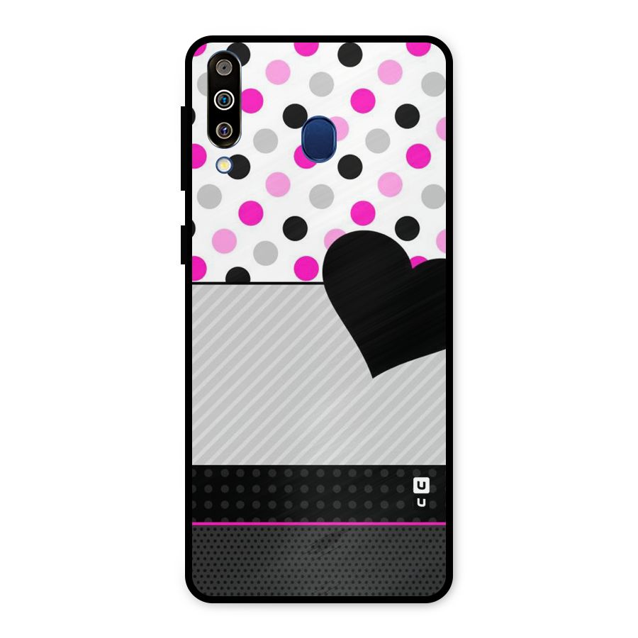 Heart Polka Stripes Metal Back Case for Galaxy M30