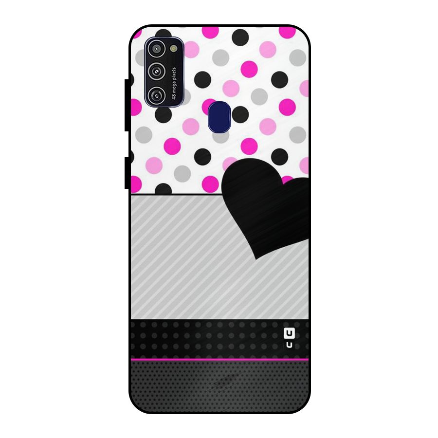 Heart Polka Stripes Metal Back Case for Galaxy M30s