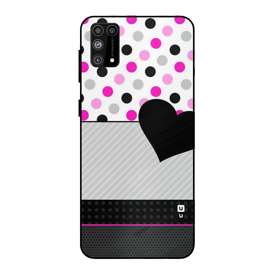 Heart Polka Stripes Metal Back Case for Galaxy M31