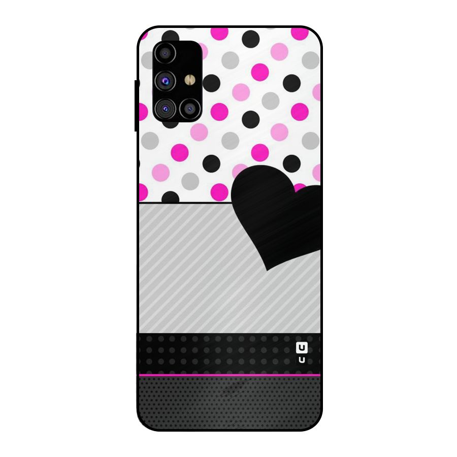 Heart Polka Stripes Metal Back Case for Galaxy M31s