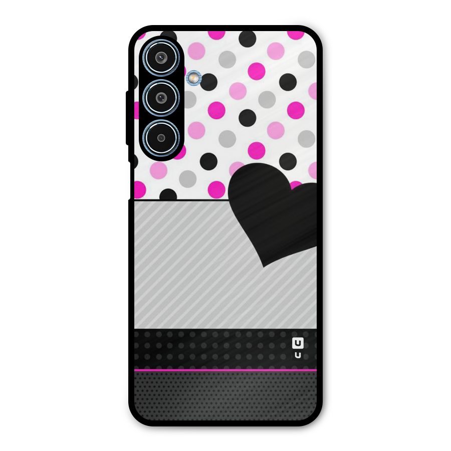 Heart Polka Stripes Metal Back Case for Galaxy M35