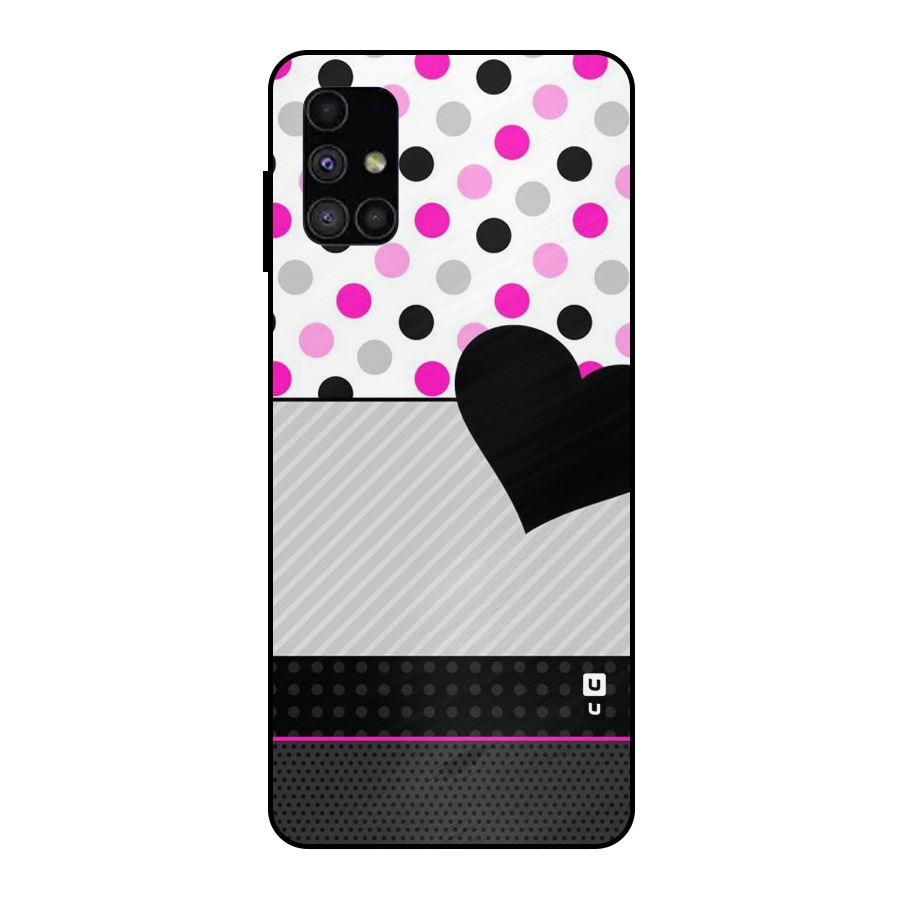 Heart Polka Stripes Metal Back Case for Galaxy M51