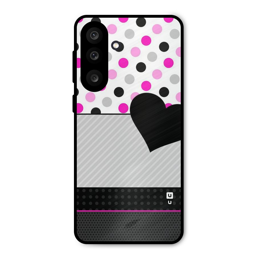 Heart Polka Stripes Metal Back Case for Galaxy M56