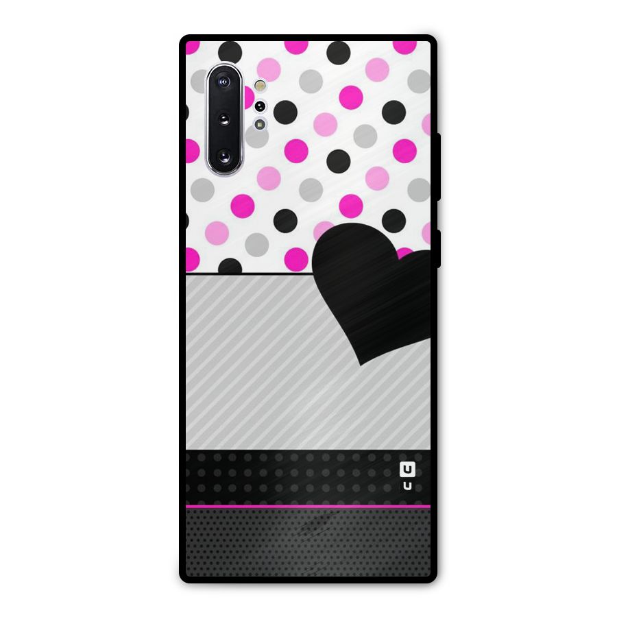 Heart Polka Stripes Metal Back Case for Galaxy Note 10 Plus